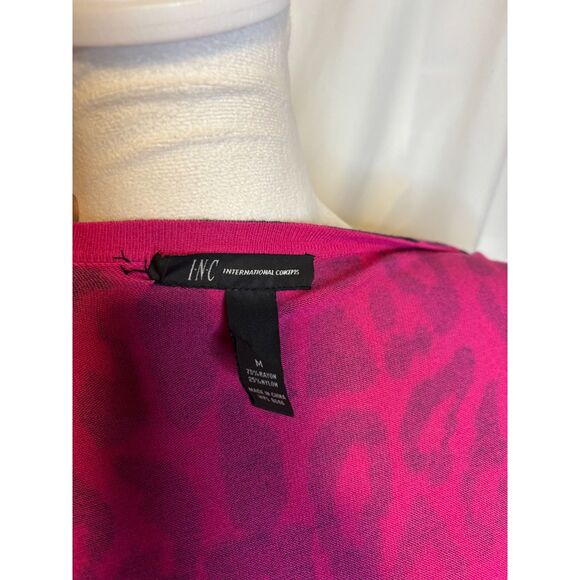 INC International Concepts Animal Print Pink Black Open Front Sweater Womens - Picture 4 of 4